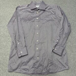 Eton Dress Shirt Mens XL Purple Geometric Contemporary Cotton Long Sleeve